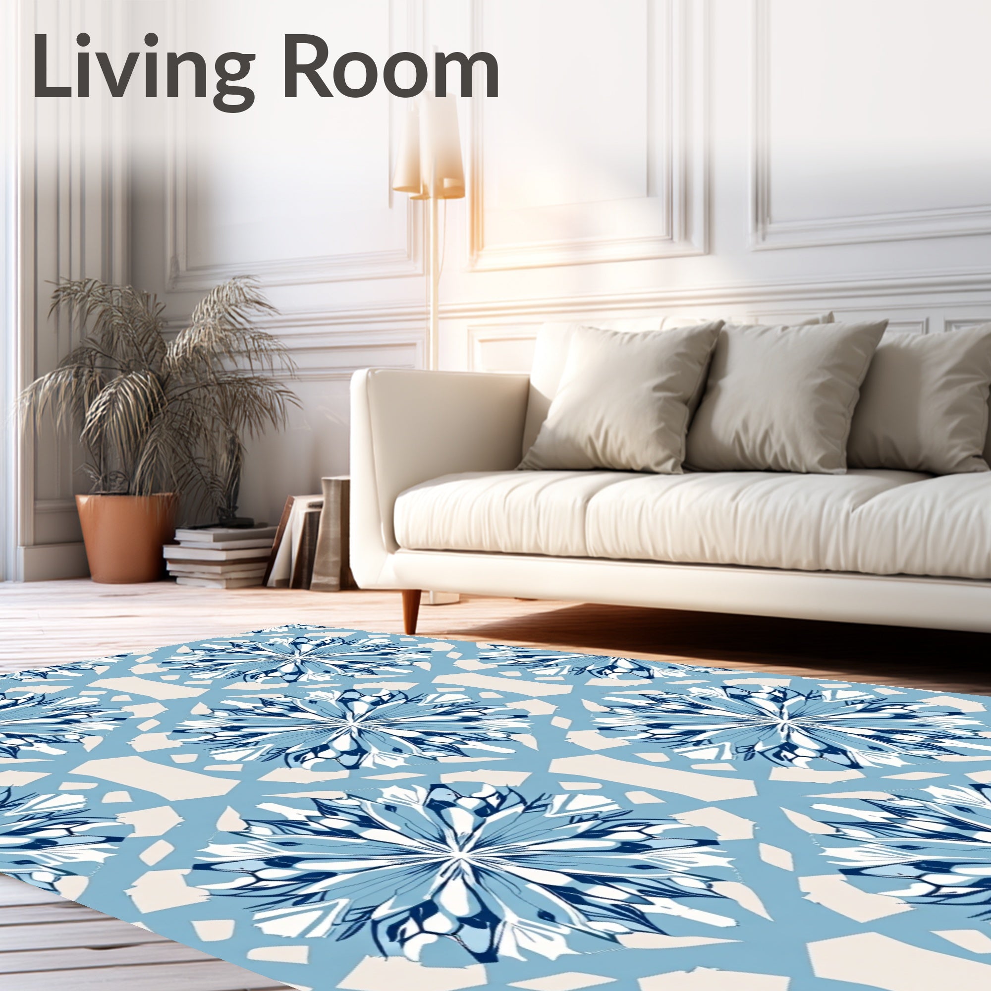 Azure Blue Radial Starburst Rug