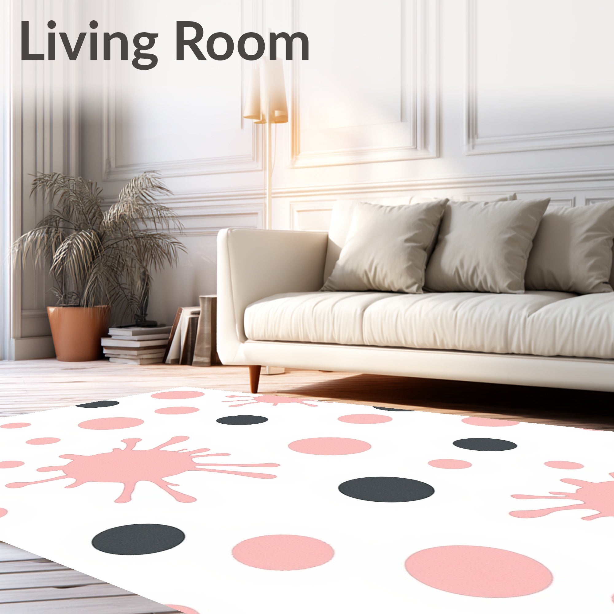 Pink Gray Splatter Dot Mix Rug