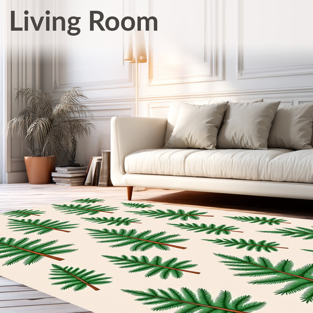 Green Evergreen Forest Trees Scattered Rug