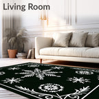 Winter White Snowflake Floral Borders Rug