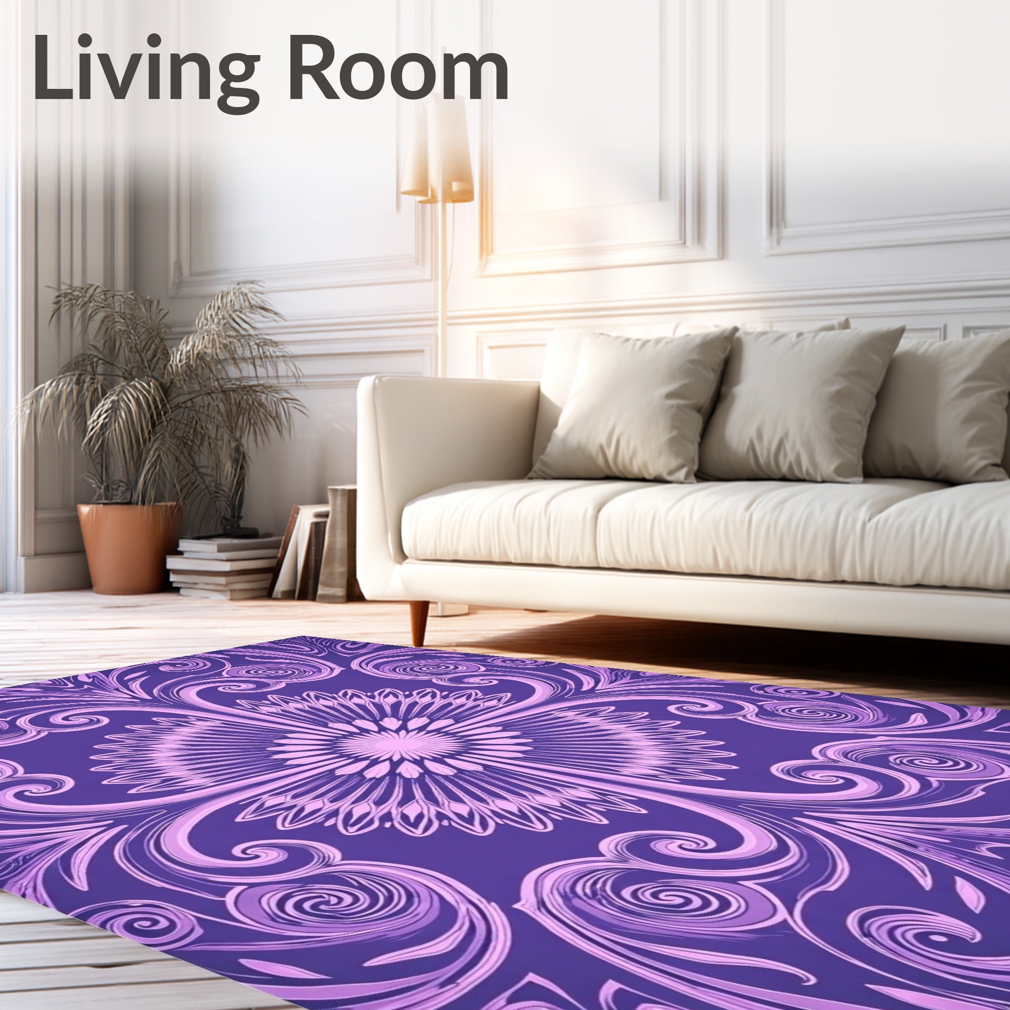 Amethyst Floral Swirl Medallion Rug