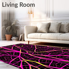 Vibrant Pink Yellow Vein Diagram Rug
