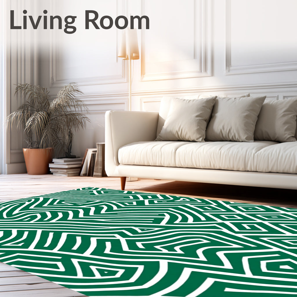Emerald Green Interlocking Maze Rug