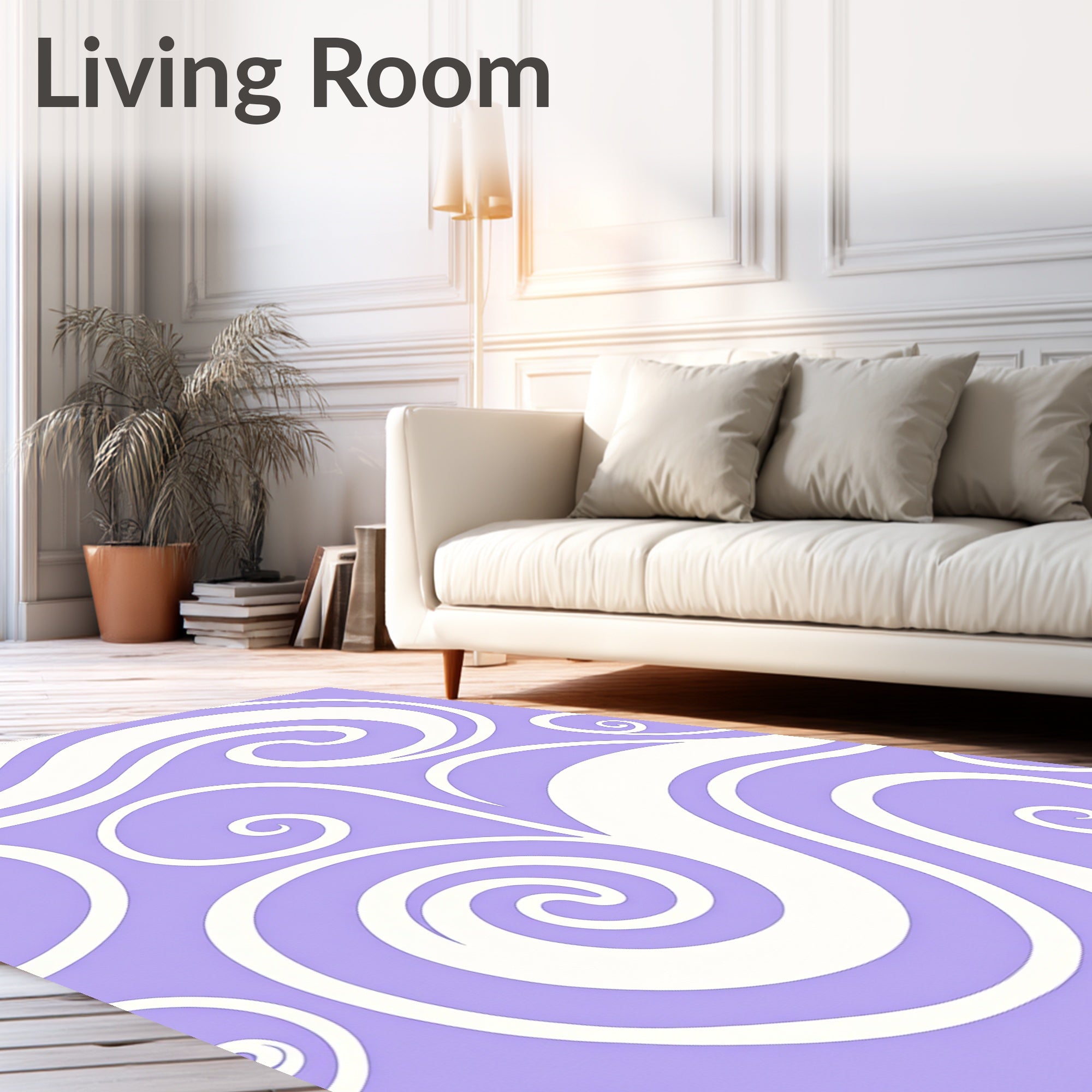 Lavender Cream Swirl Ribbon Rug
