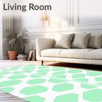 Light Green Hexagon Overlapping Geometric Rug