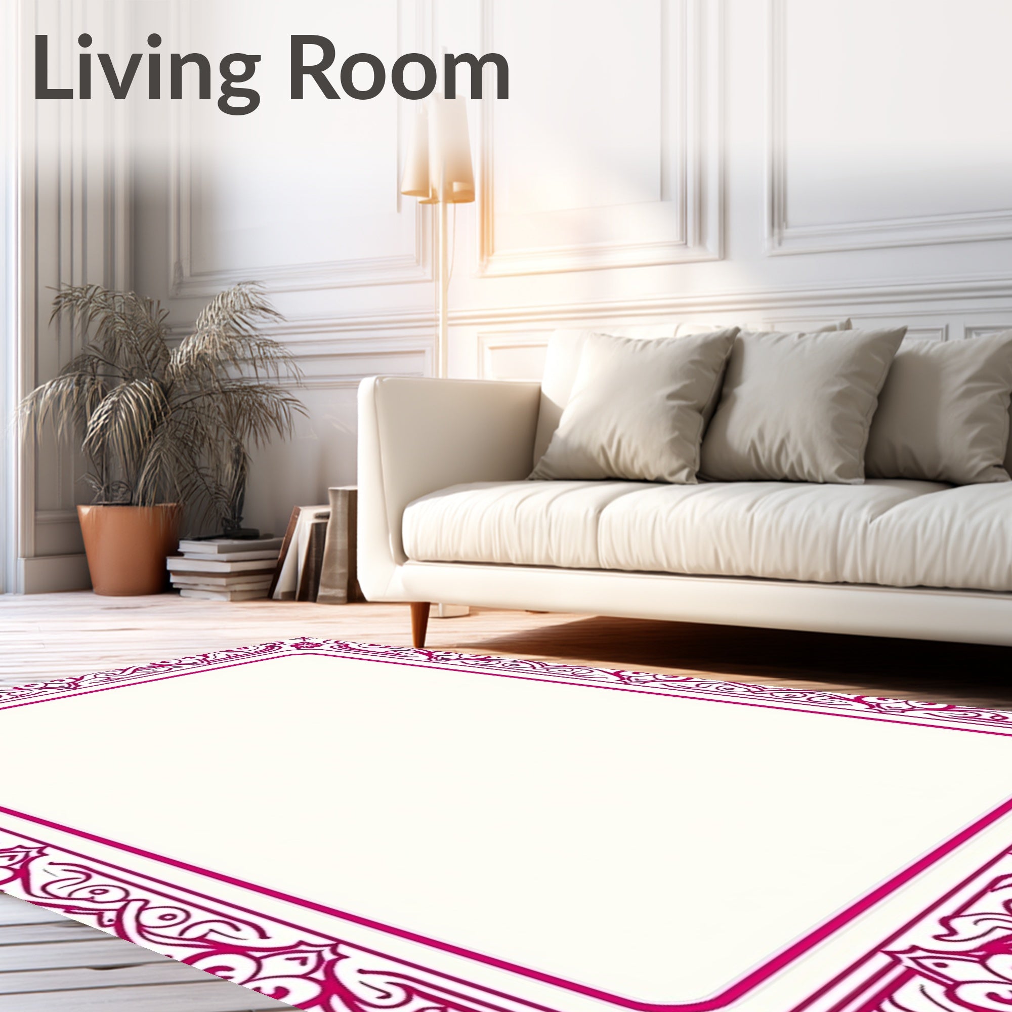 Magenta Floral Vine Symmetry Rectangular Rug