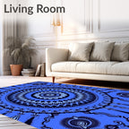 Deep Blue Intricate Mandala Floral Rug