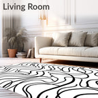 Black And White Abstract Swirl Rug