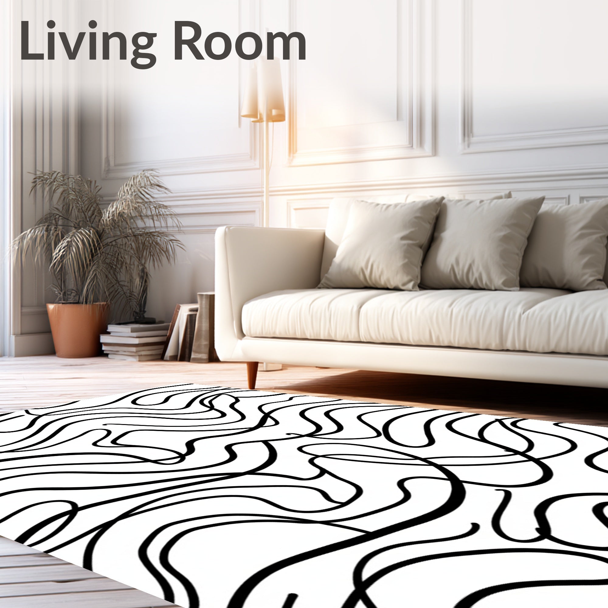 Black And White Abstract Swirl Rug