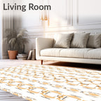 Cream and Brown Abstract Lattice Rug