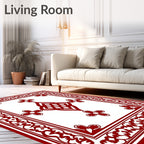 Deep Red Caged Flower Medallion Rug