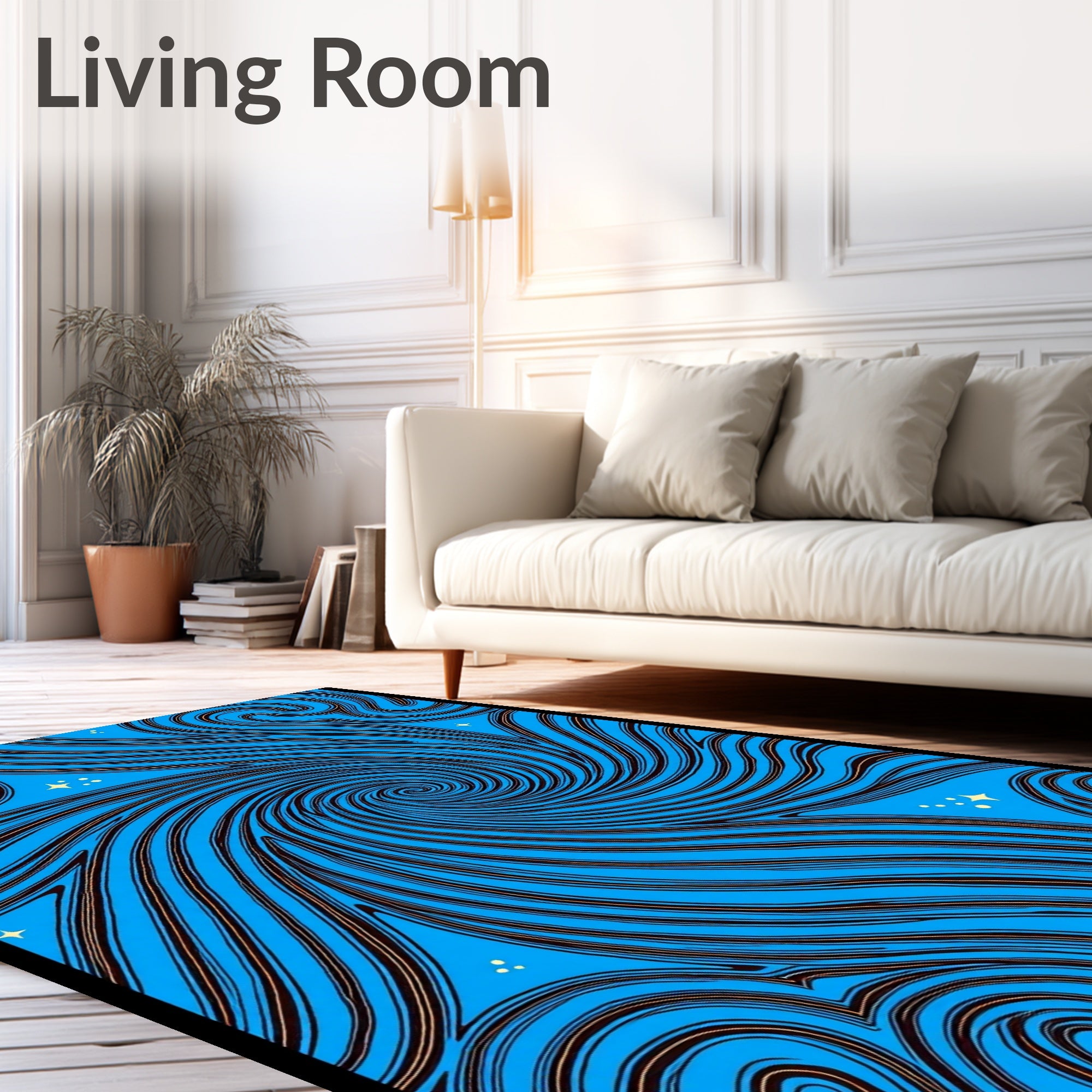 Dynamic Blue Swirl Starry Night Rug
