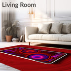 Crimson Swirls Neon Circles Rug