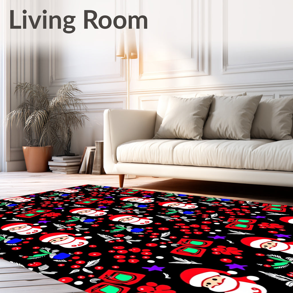 Festive Santa Claus Red Berry Repeat Rug