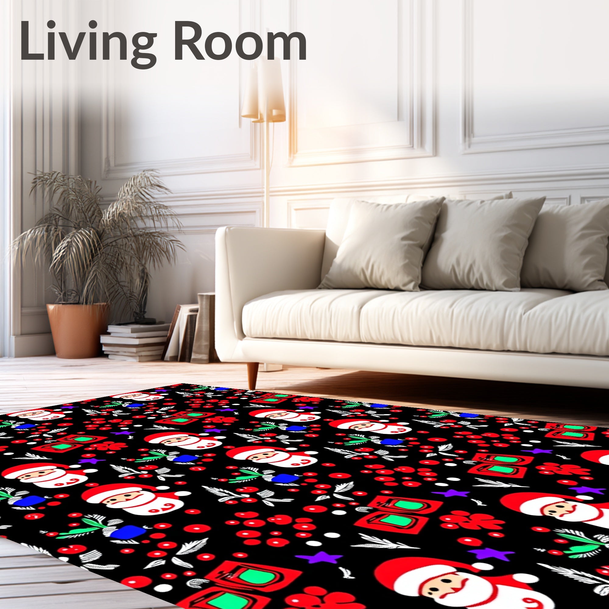 Festive Santa Claus Red Berry Repeat Rug