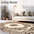Ornate Brown Scrollwork Filigree Medallion Rug
