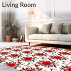 Bold Red Square Botanical Repeating Rug