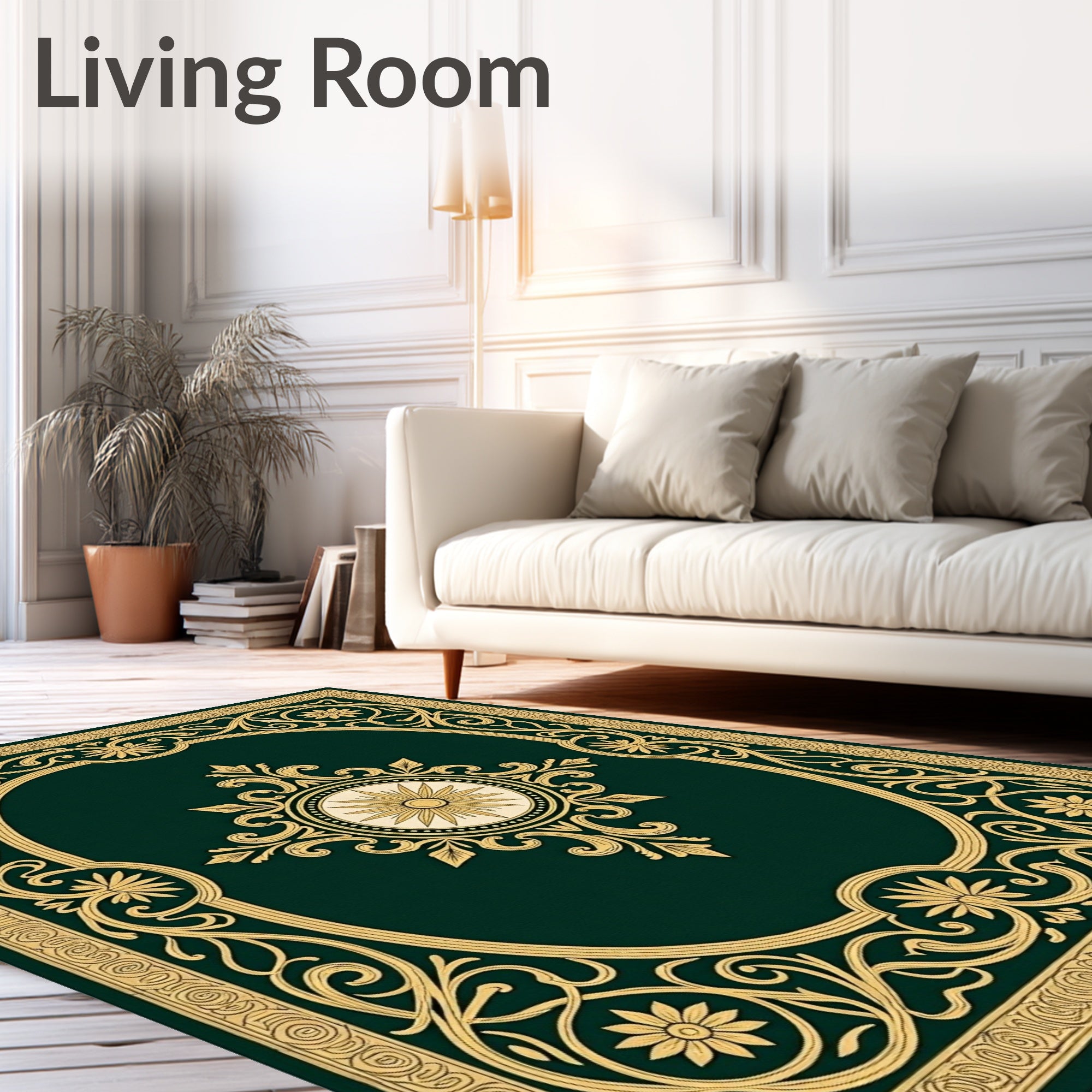 Emerald Gold Renaissance Floral Medallion Rug