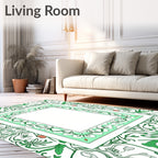 Art Nouveau Green Floral Border Rectangle Rug