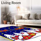 Christmas Sleigh Red Houses Starry Night Rug