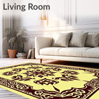 Maroon Cream Intricate Floral Star Rug