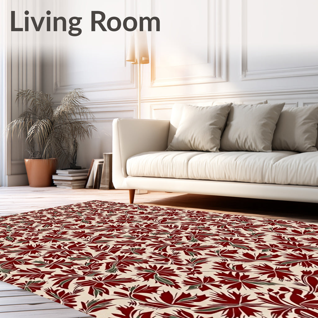 Deep Red Maple Foliage Garden Rug
