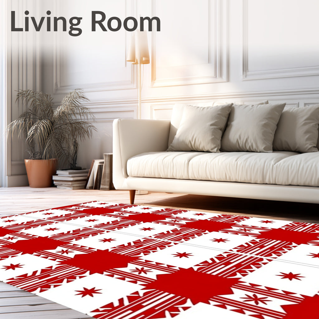 Bold Red Gingham Starburst Rug