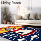 Striped Red White Lighthouse Ocean Sky Rug