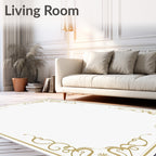 Golden Filigree Flourish Corner Rug