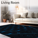 SciFi Blue Geometric Intersecting Lines Rug