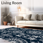 Snowflake Medallion Navy White Rug