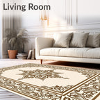 Brown Floral Medallion Border Rug