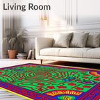 Vibrant Red Swirl Floral Garden Rug
