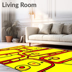 Retro Yellow Red Geometric Suitcase Pile Rug