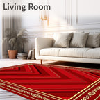 Crimson Gold Chevron Border Rug