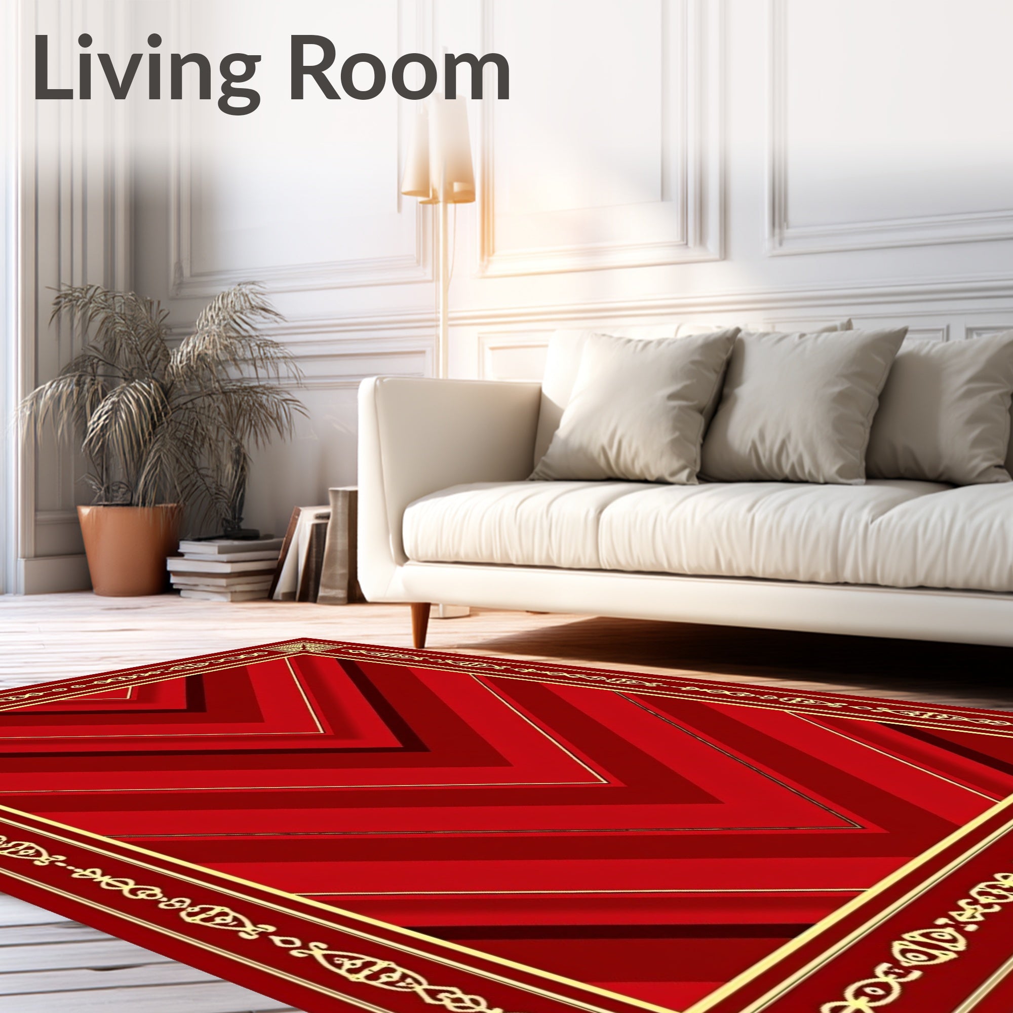 Crimson Gold Chevron Border Rug