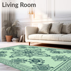 Mint Green Intricate Floral Medallion Rug