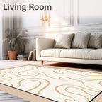 Cream and Tan Swirl Curvy Rug