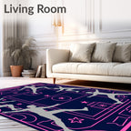 Pink Navy Silhouette Figures Athletic Rug