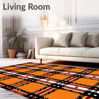 Bold Orange Plaid Squares Rug