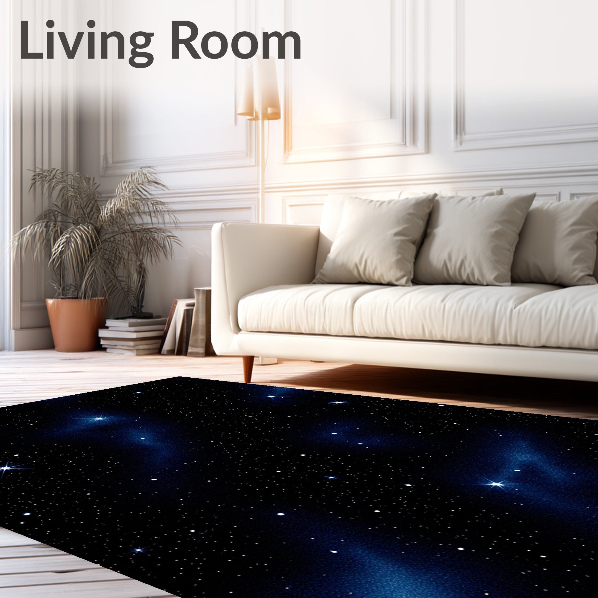 Deep Blue Starry Night Cosmos Rug