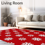 Crimson White Snowflake Repeat Rug