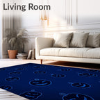 Dark Blue Glowing Jack-o-lantern Faces Rug