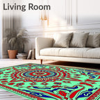 Bold Red Blue Medallion Mint Rug