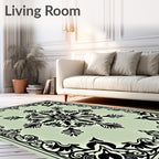 Pale Green Medallion Floral Border Rug