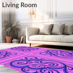 Ornate Pink Blue Swirl medallions Rug