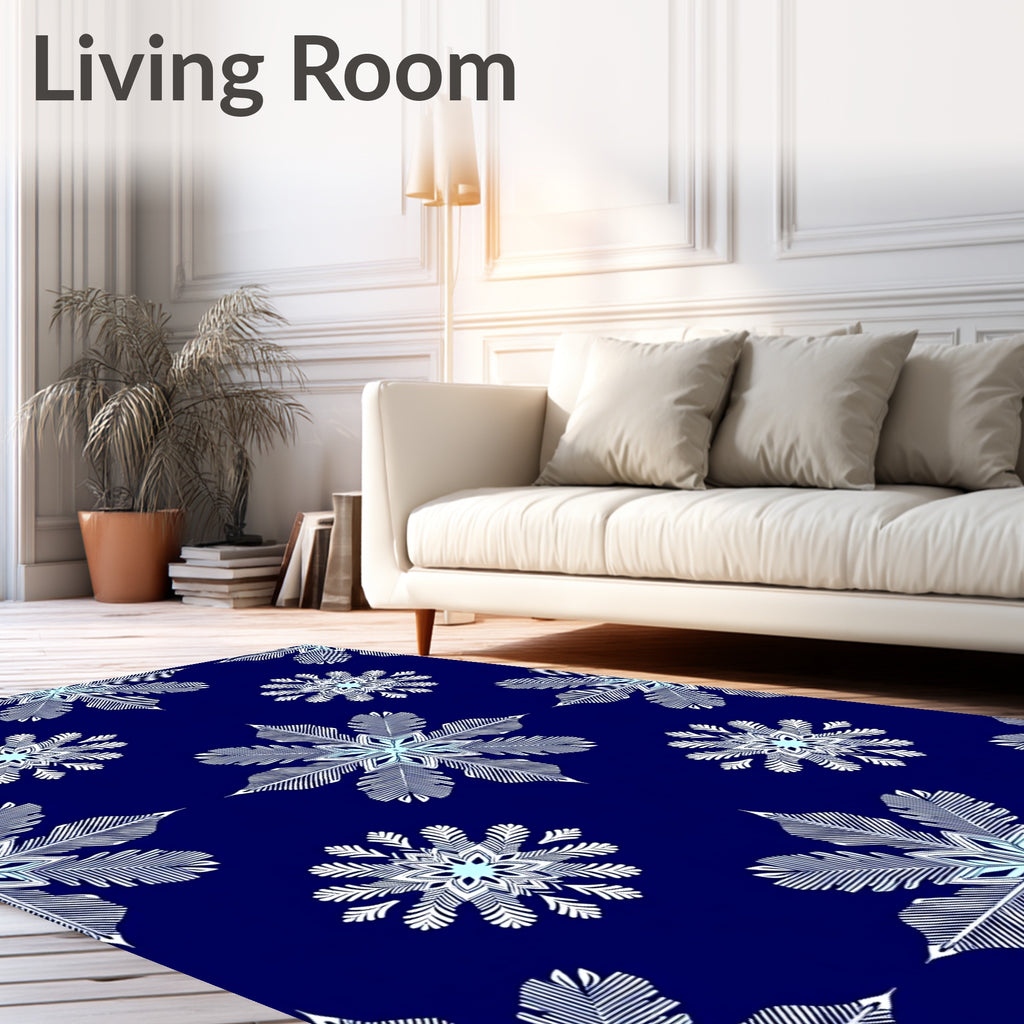 Deep Blue Snowflake Nova Rug