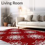 Crimson White Floral Bloom Medallion Rug