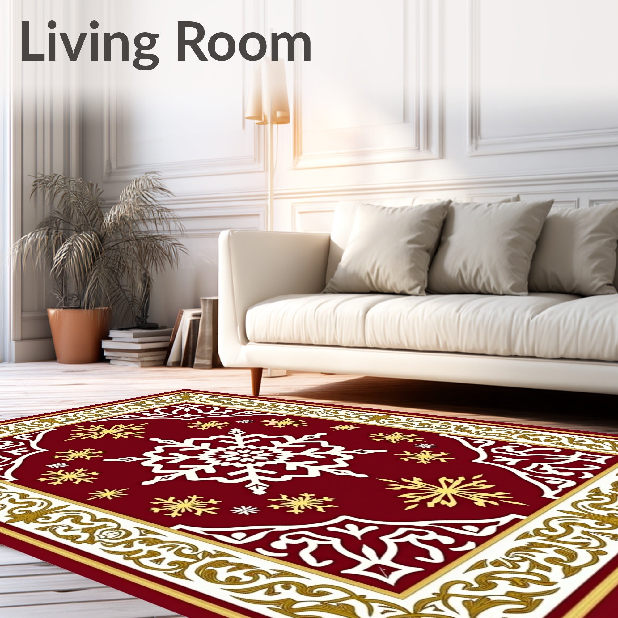 Crimson Snowflake Border Abounds Rug