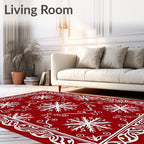 Crimson White Snowflake Border Harmony Rug